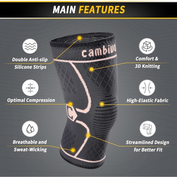 New CAMBIVO 2 Pack Knee Compression for Joint Pain Relief. - Picture 2 of 7